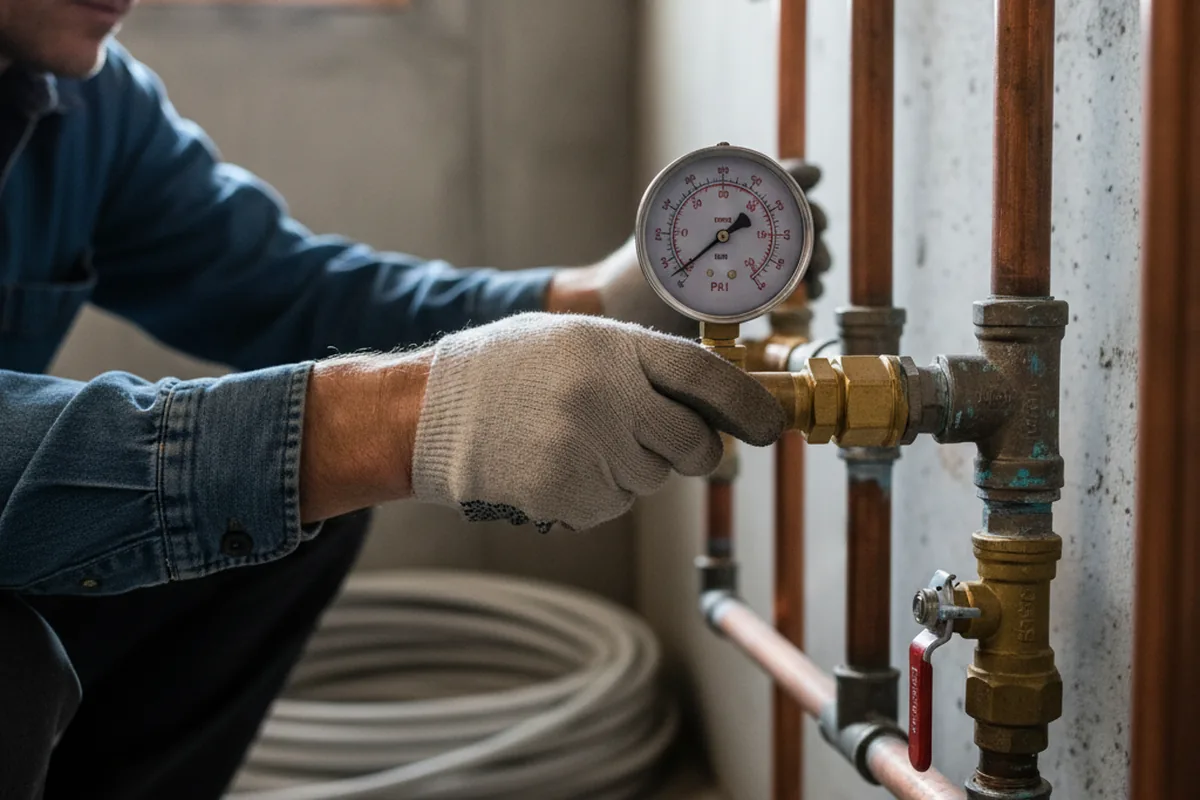 Pressure testing a repaired line during Water Line Repair in Strafford
